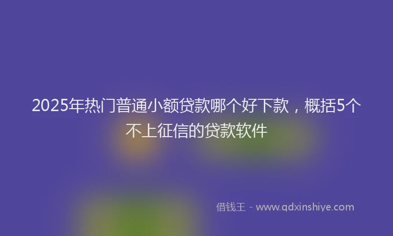 2025年热门普通小额贷款哪个好下款，概括5个不上征信的贷款软件