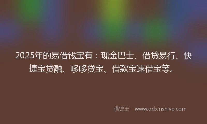 2025年的易借钱宝有：现金巴士、借贷易行、快捷宝贷融、哆哆贷宝、借款宝速借宝等。