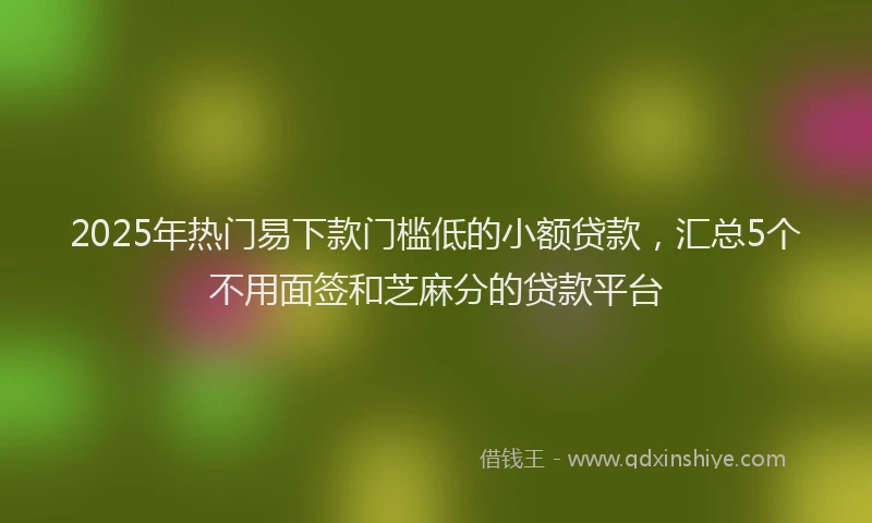 2025年热门易下款门槛低的小额贷款，汇总5个不用面签和芝麻分的贷款平台