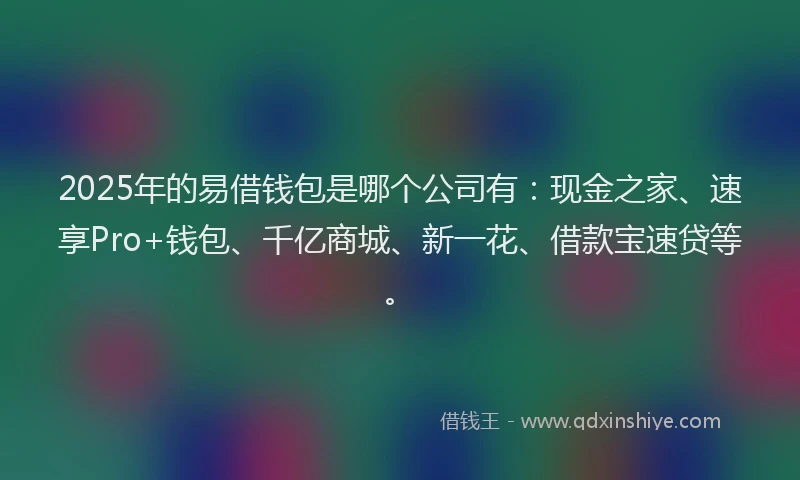 2025年的易借钱包是哪个公司有：现金之家、速享Pro+钱包、千亿商城、新一花、借款宝速贷等。