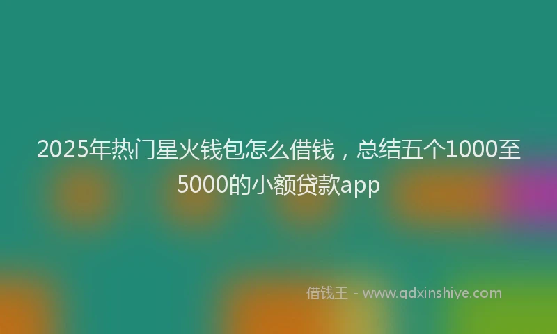 2025年热门星火钱包怎么借钱，总结五个1000至5000的小额贷款app