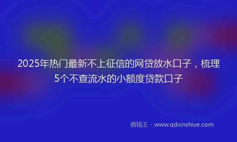 2025年热门最新不上征信的网贷放水口子，梳理5个不查流水的小额度贷款口子
