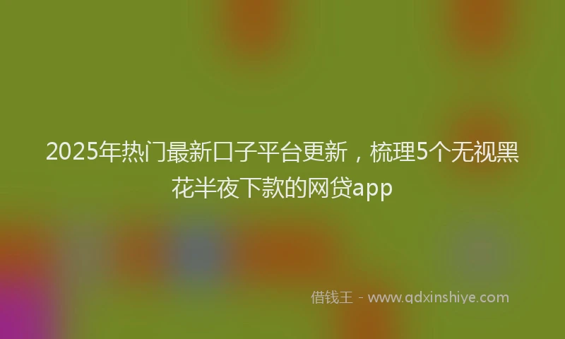 2025年热门最新口子平台更新，梳理5个无视黑花半夜下款的网贷app