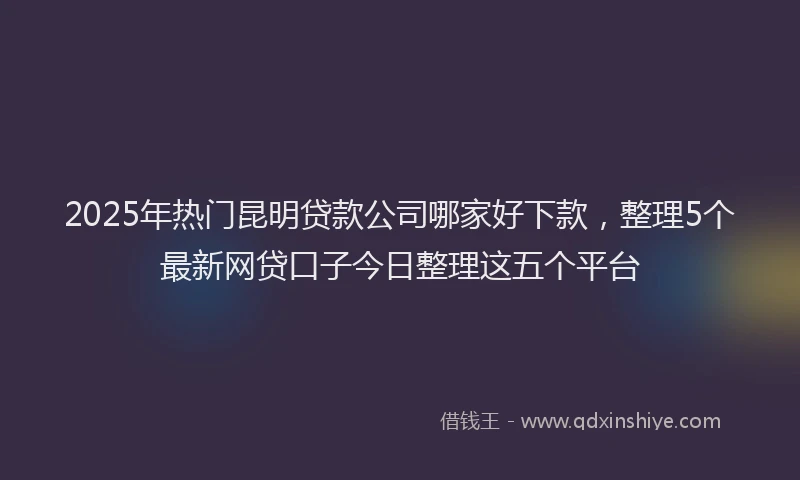 2025年热门昆明贷款公司哪家好下款，整理5个最新网贷口子今日整理这五个平台