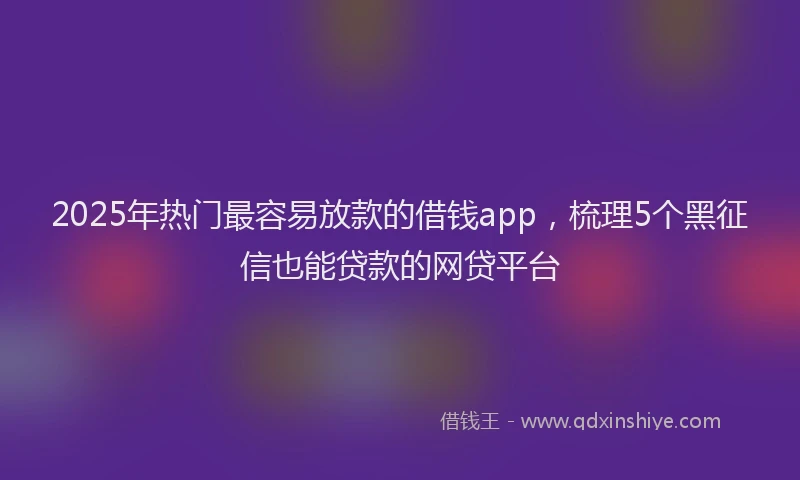 2025年热门最容易放款的借钱app，梳理5个黑征信也能贷款的网贷平台