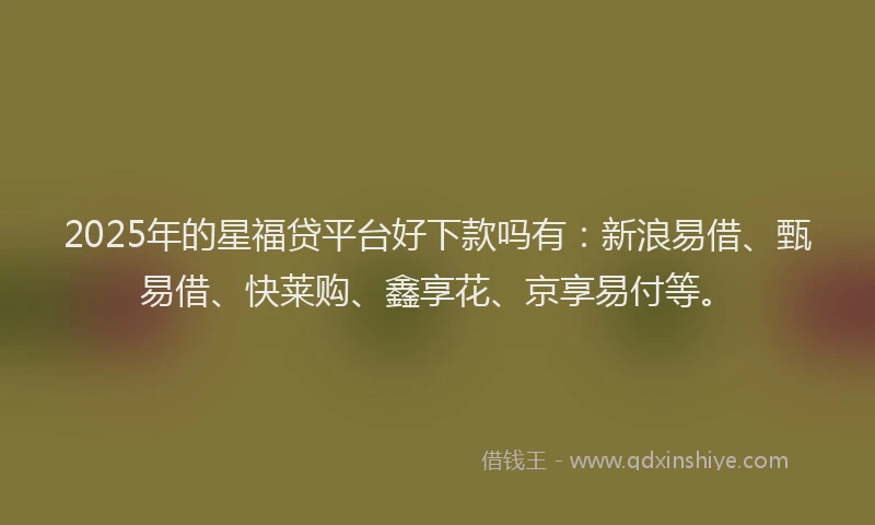 2025年的星福贷平台好下款吗有：新浪易借、甄易借、快莱购、鑫享花、京享易付等。