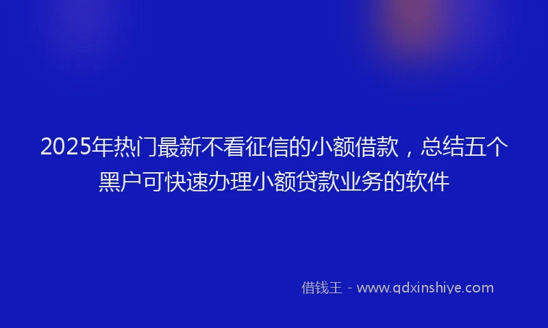 2025年热门最新不看征信的小额借款，总结五个黑户可快速办理小额贷款业务的软件