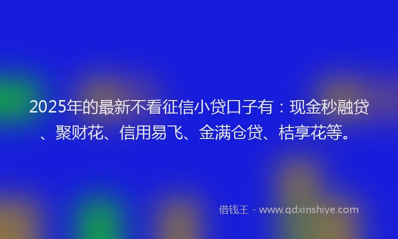 2025年的最新不看征信小贷口子有：现金秒融贷、聚财花、信用易飞、金满仓贷、桔享花等。