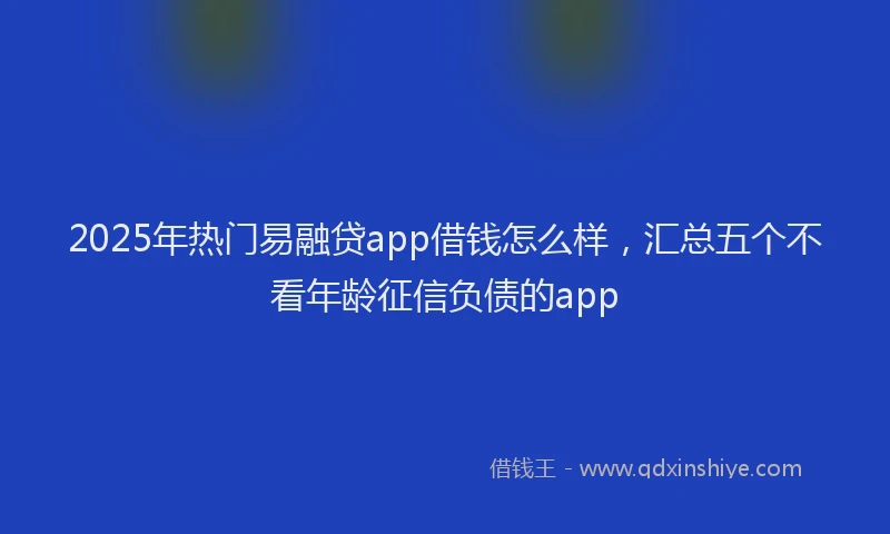 2025年热门易融贷app借钱怎么样，汇总五个不看年龄征信负债的app