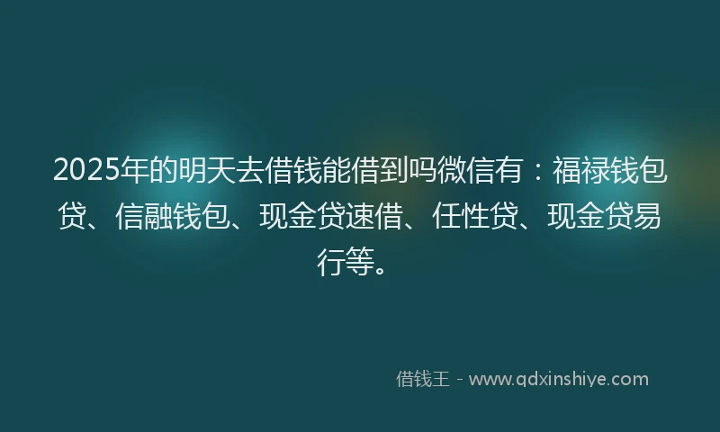 2025年的明天去借钱能借到吗微信有：福禄钱包贷、信融钱包、现金贷速借、任性贷、现金贷易行等。