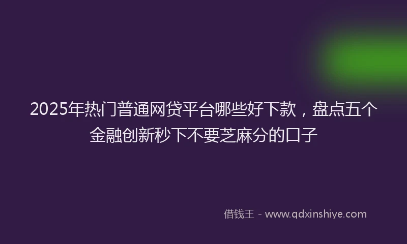 2025年热门普通网贷平台哪些好下款，盘点五个金融创新秒下不要芝麻分的口子
