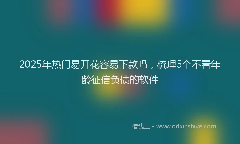 2025年热门易开花容易下款吗，梳理5个不看年龄征信负债的软件