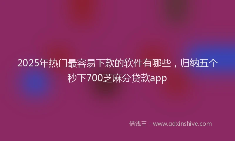 2025年热门最容易下款的软件有哪些，归纳五个秒下700芝麻分贷款app
