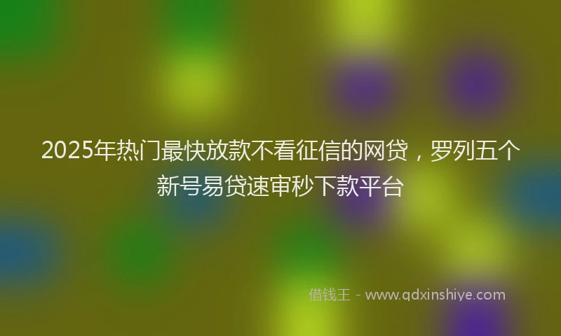 2025年热门最快放款不看征信的网贷，罗列五个新号易贷速审秒下款平台