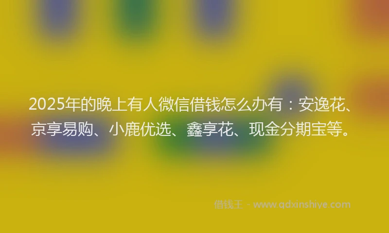 2025年的晚上有人微信借钱怎么办有：安逸花、京享易购、小鹿优选、鑫享花、现金分期宝等。