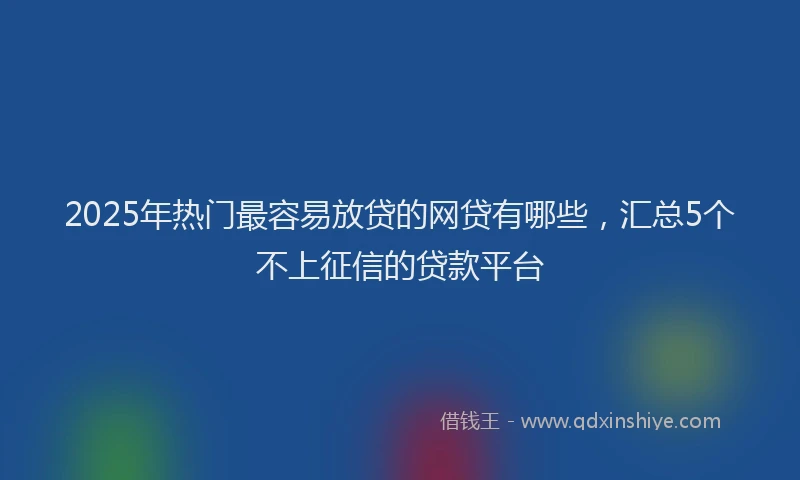 2025年热门最容易放贷的网贷有哪些，汇总5个不上征信的贷款平台