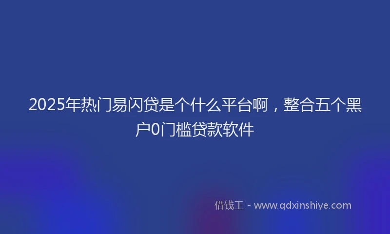2025年热门易闪贷是个什么平台啊，整合五个黑户0门槛贷款软件