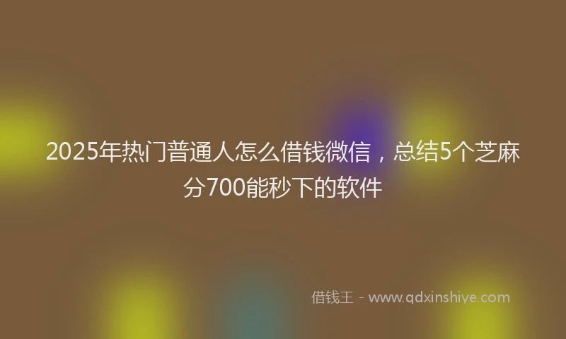 2025年热门普通人怎么借钱微信，总结5个芝麻分700能秒下的软件