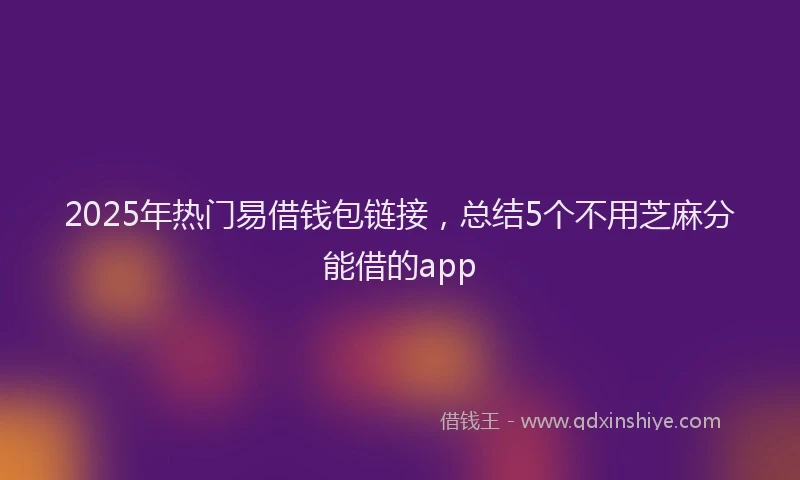 2025年热门易借钱包链接，总结5个不用芝麻分能借的app