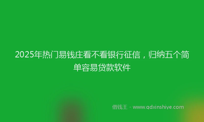 2025年热门易钱庄看不看银行征信，归纳五个简单容易贷款软件
