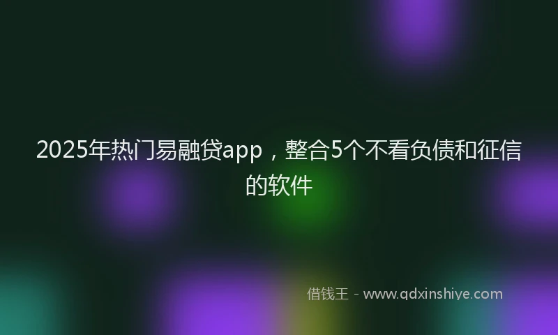 2025年热门易融贷app，整合5个不看负债和征信的软件