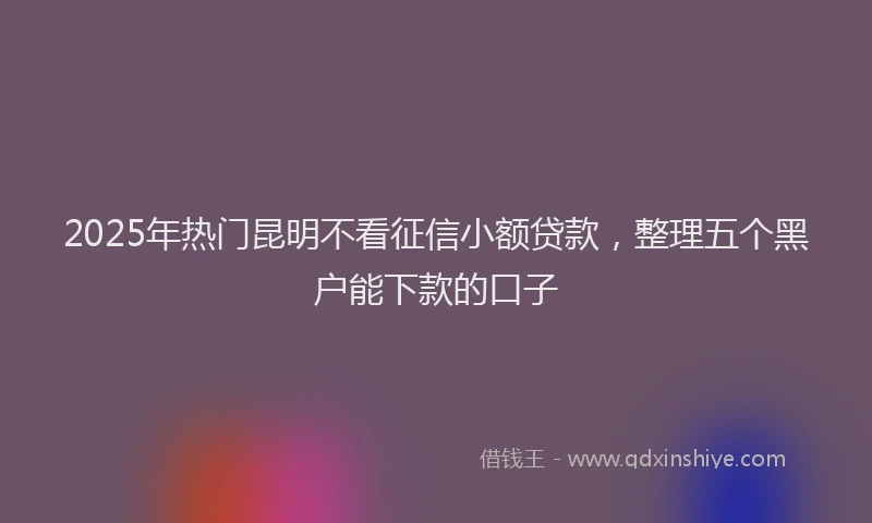 2025年热门昆明不看征信小额贷款，整理五个黑户能下款的口子