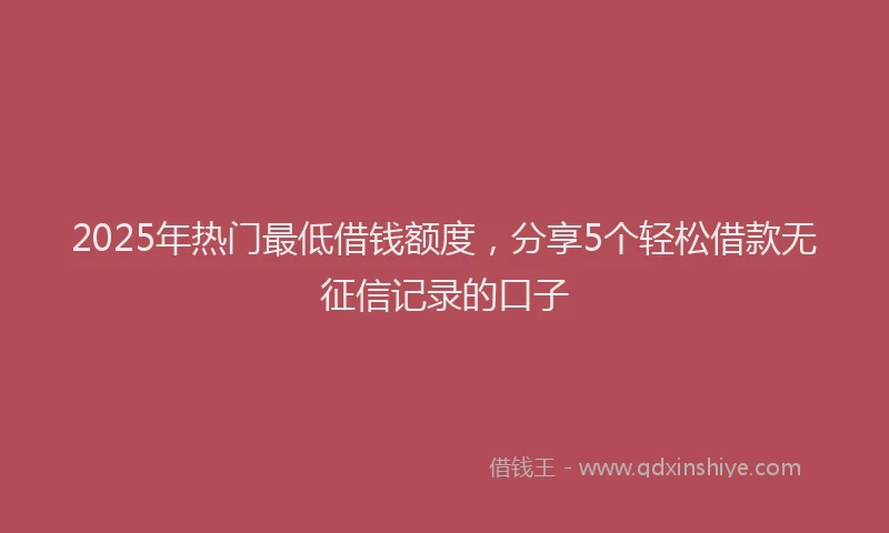 2025年热门最低借钱额度，分享5个轻松借款无征信记录的口子