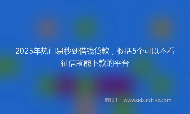 2025年热门易秒到借钱贷款，概括5个可以不看征信就能下款的平台