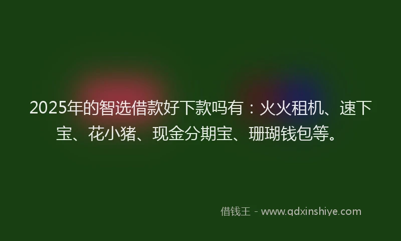 2025年的智选借款好下款吗有：火火租机、速下宝、花小猪、现金分期宝、珊瑚钱包等。