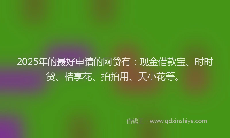 2025年的最好申请的网贷有：现金借款宝、时时贷、桔享花、拍拍用、天小花等。