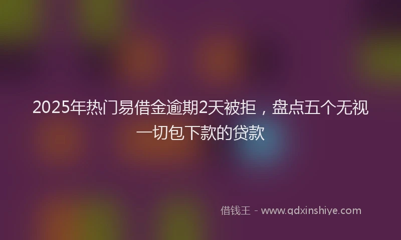 2025年热门易借金逾期2天被拒，盘点五个无视一切包下款的贷款