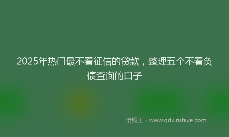 2025年热门最不看征信的贷款，整理五个不看负债查询的口子