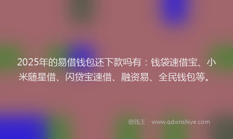 2025年的易借钱包还下款吗有：钱袋速借宝、小米随星借、闪贷宝速借、融资易、全民钱包等。