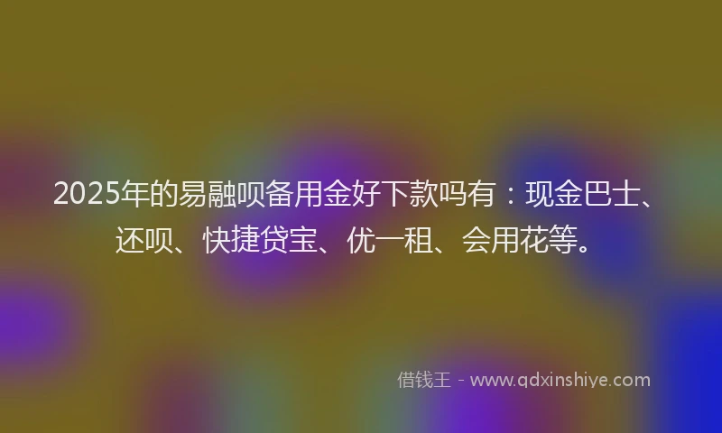 2025年的易融呗备用金好下款吗有：现金巴士、还呗、快捷贷宝、优一租、会用花等。