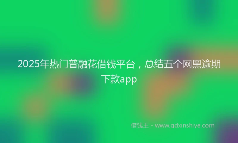 2025年热门普融花借钱平台，总结五个网黑逾期下款app