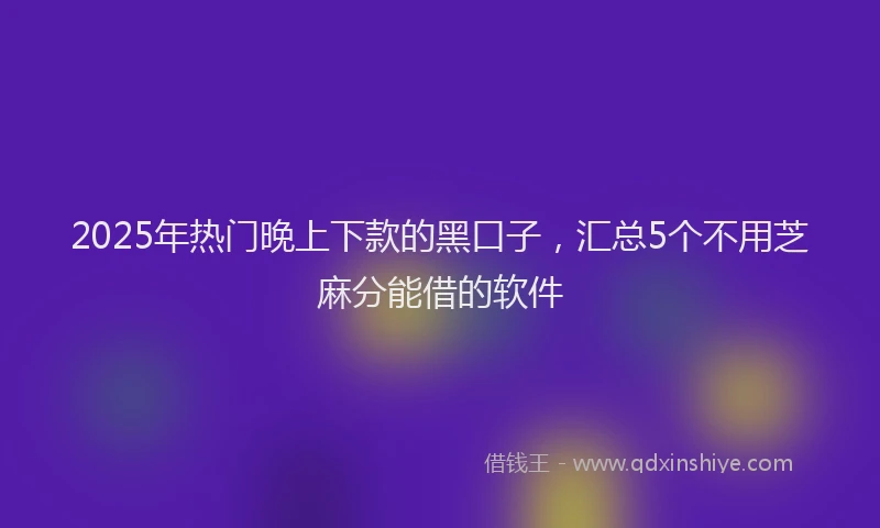 2025年热门晚上下款的黑口子，汇总5个不用芝麻分能借的软件
