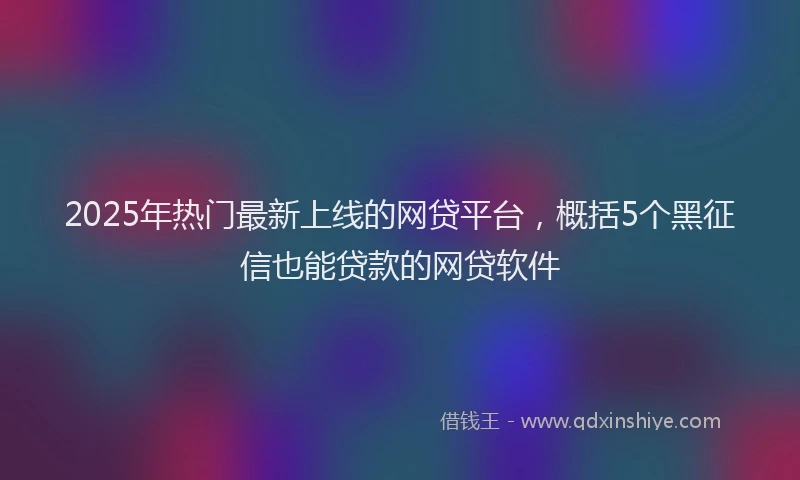 2025年热门最新上线的网贷平台，概括5个黑征信也能贷款的网贷软件