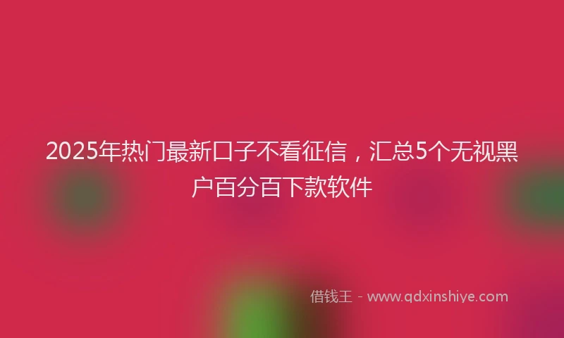 2025年热门最新口子不看征信，汇总5个无视黑户百分百下款软件