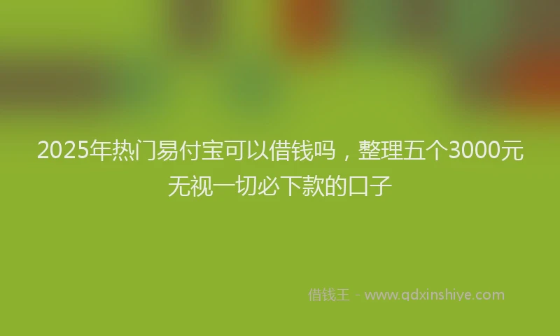2025年热门易付宝可以借钱吗，整理五个3000元无视一切必下款的口子