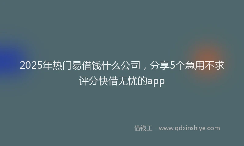 2025年热门易借钱什么公司，分享5个急用不求评分快借无忧的app