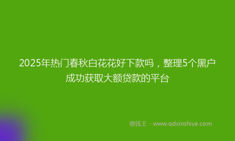 2025年热门春秋白花花好下款吗，整理5个黑户成功获取大额贷款的平台