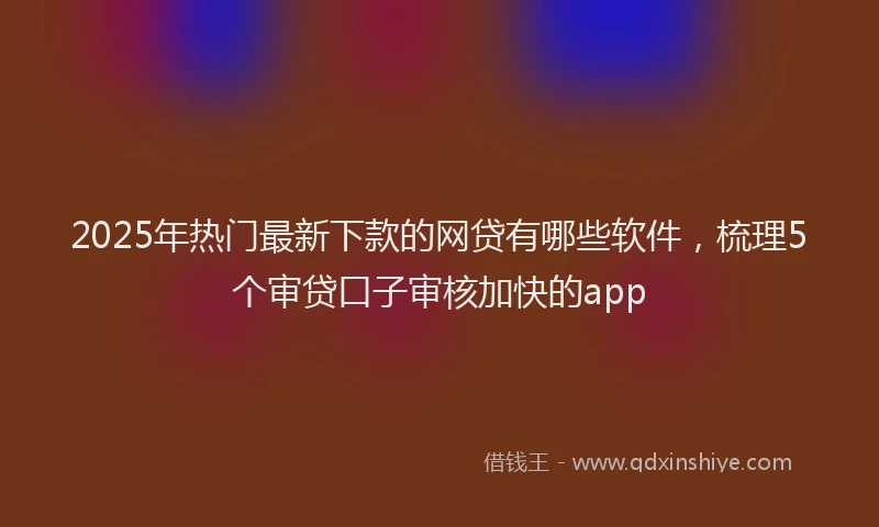 2025年热门最新下款的网贷有哪些软件，梳理5个审贷口子审核加快的app