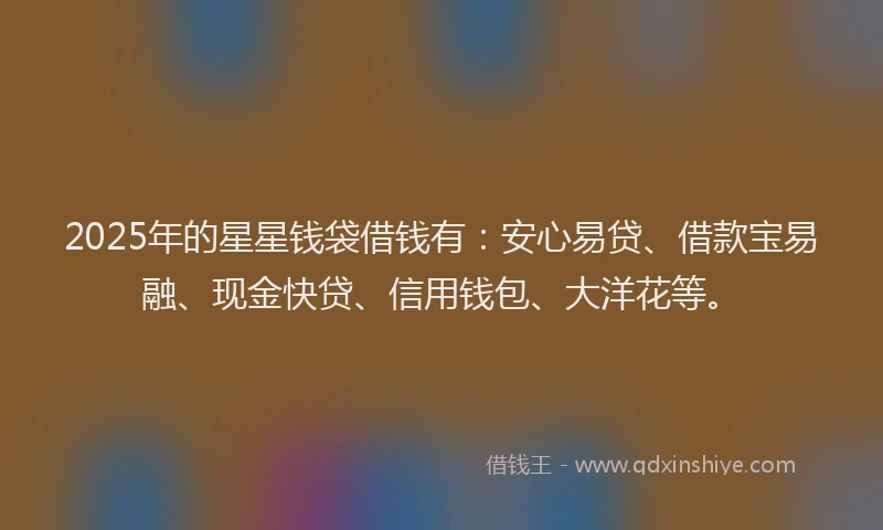 2025年的星星钱袋借钱有：安心易贷、借款宝易融、现金快贷、信用钱包、大洋花等。