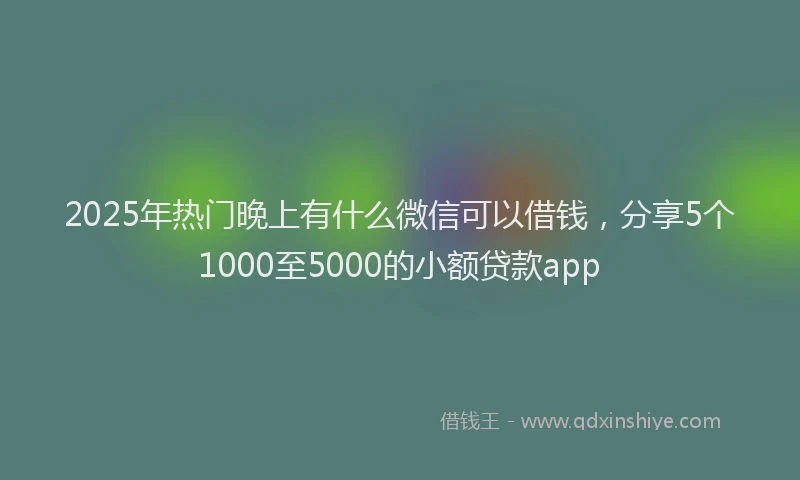 2025年热门晚上有什么微信可以借钱，分享5个1000至5000的小额贷款app
