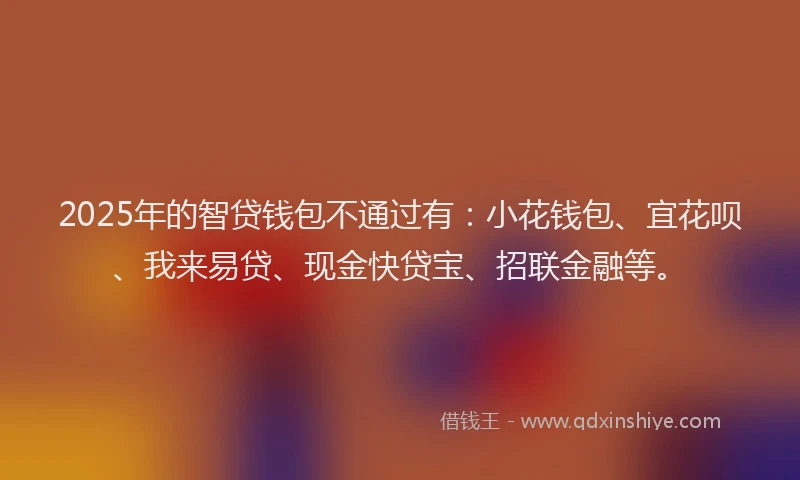 2025年的智贷钱包不通过有：小花钱包、宜花呗、我来易贷、现金快贷宝、招联金融等。