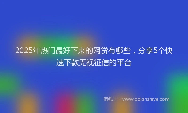 2025年热门最好下来的网贷有哪些，分享5个快速下款无视征信的平台