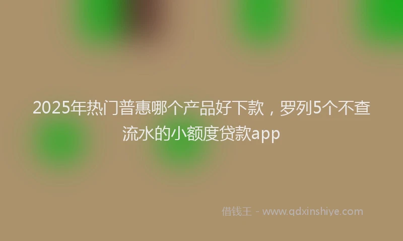 2025年热门普惠哪个产品好下款，罗列5个不查流水的小额度贷款app