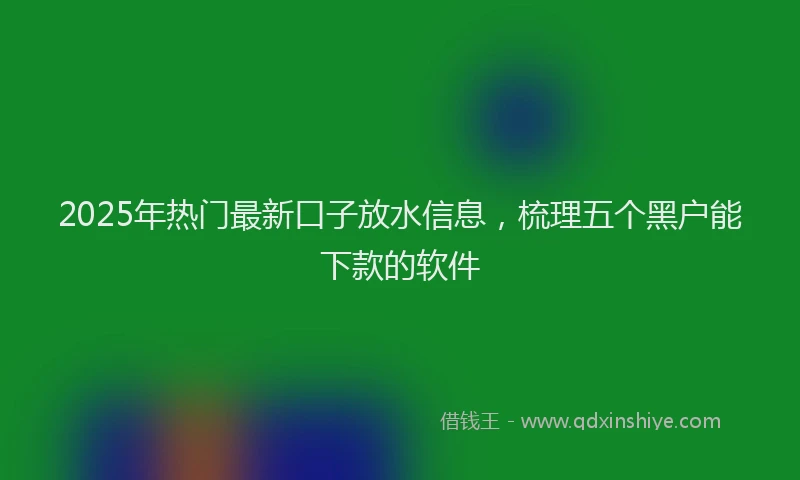 2025年热门最新口子放水信息，梳理五个黑户能下款的软件