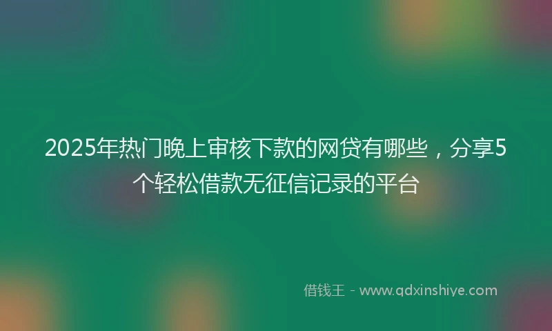 2025年热门晚上审核下款的网贷有哪些，分享5个轻松借款无征信记录的平台