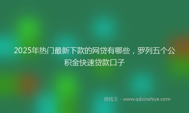 2025年热门最新下款的网贷有哪些，罗列五个公积金快速贷款口子